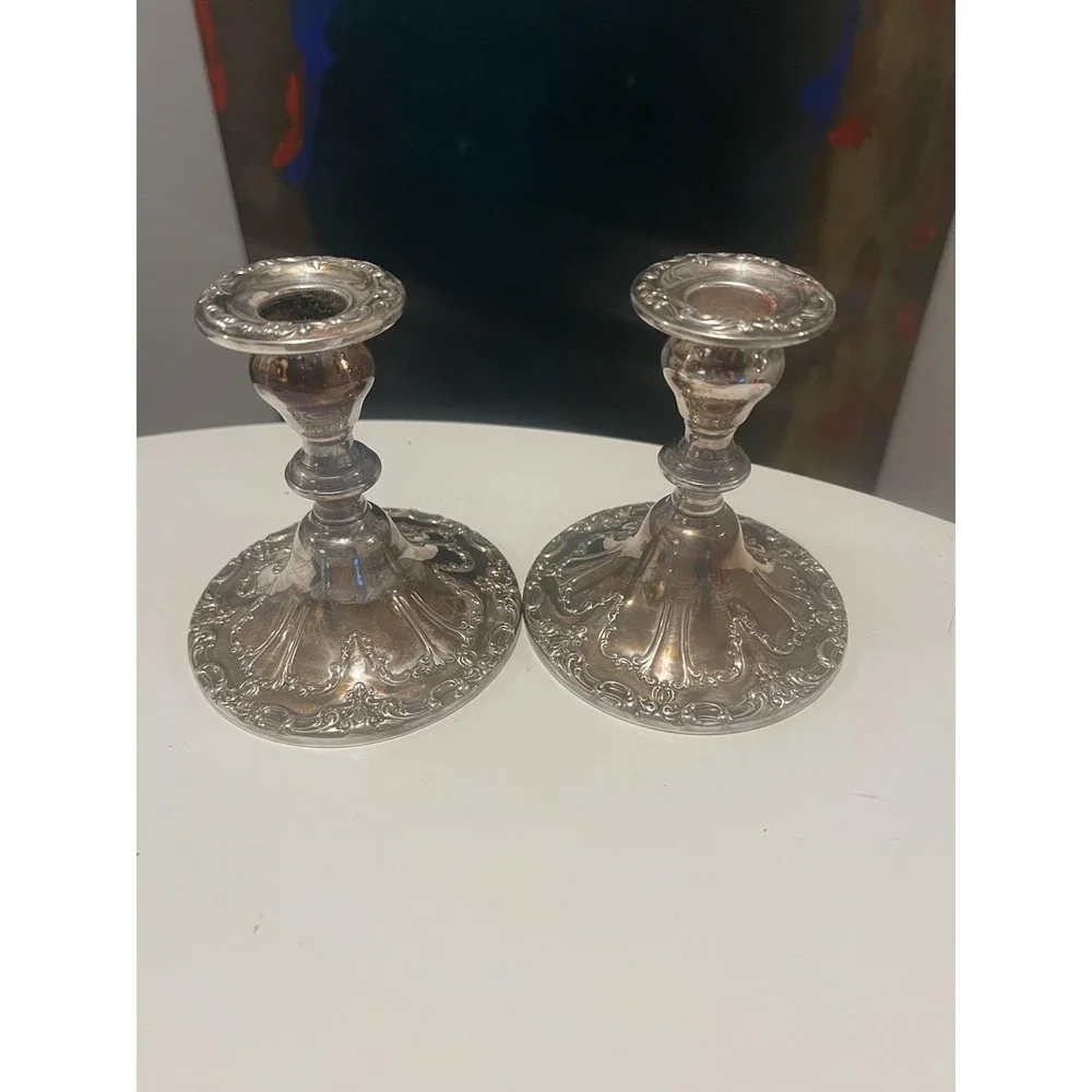 Gorham Chantilly Candlesticks Silver Plate Vintage YC3004